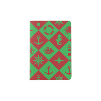Nautical christmas pattern passport holder
