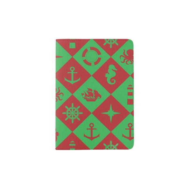 Nautical christmas pattern passport holder (Front)