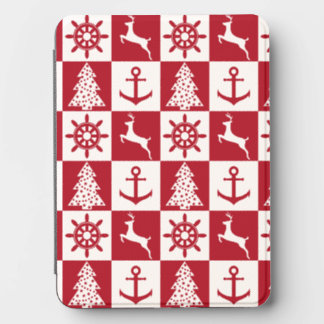 Nautical Christmas Red White Checkered Pattern Kindle Cover
