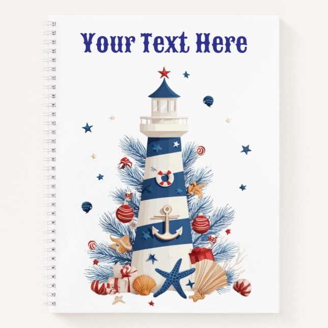 "Nautical Christmas Spiral Notebook – Festive Holi (Front)