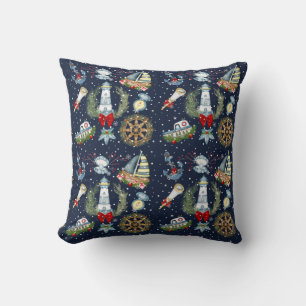 Nautical Christmas Throw Pillow