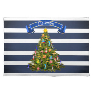 Nautical Christmas Tree Custom Cloth Placemat
