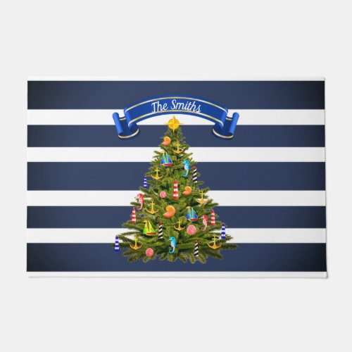 Nautical Christmas Tree Custom Doormat