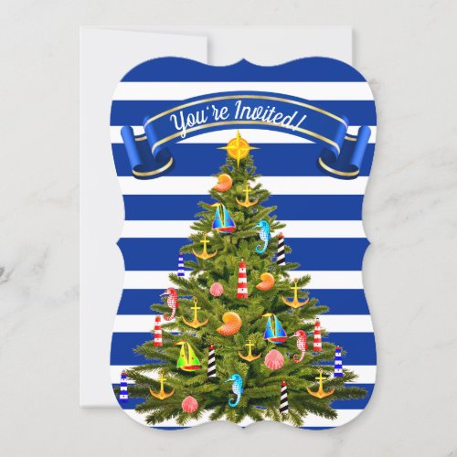 Nautical Christmas Tree Custom Invitation