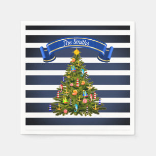 Nautical Christmas Tree Custom Napkins