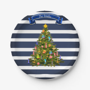 Nautical Christmas Tree Custom Paper Plates