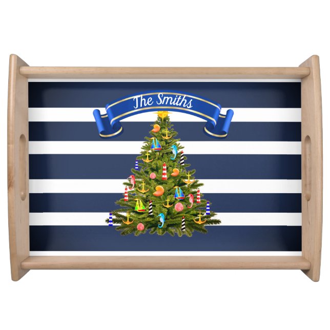 Nautical Christmas Tree Custom Serving Tray (Front)