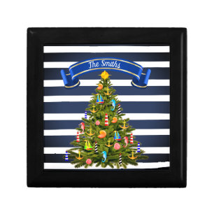 Nautical Christmas Tree Custom Wooden Gift Box
