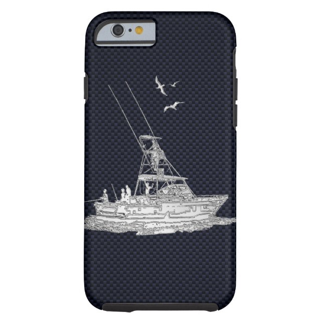 Nautical Chrome Sport Fishin on Carbon Fiber Print Case-Mate iPhone Case (Back)