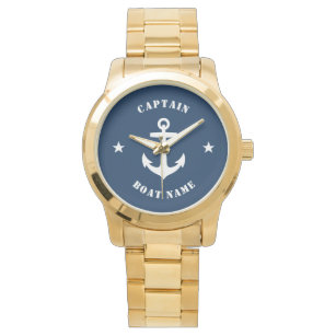 Nautical Classic Anchor Captain Boat Name Navy Watch