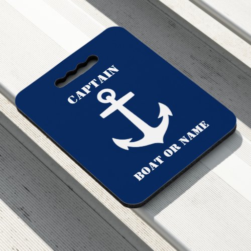 Nautical Classic Anchor Captain Boat or Name Navy Seat Cushion