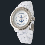 Nautical Classic Anchor Captain Boat or Name Navy Watch<br><div class="desc">A Nautical Classic Ship Anchor with Captain Rank or other title and Your Name or Boat Name on a Stylish Wrist Watch. This personalized Pocket Watch will not just time but also is a fun conversation piece. Perfect for Father's Day but also makes a great gift for any occasion.</div>