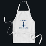 Nautical Classic anchor Captain or Boat Name Navy Adult Apron<br><div class="desc">A Nautical Classic Anchor with Personalized Captain or other Title and Your Boat Name or other custom text in Navy Blue on an Adult BBQ-Chefs Apron. Makes a great gift and conversation piece for any occasion.</div>