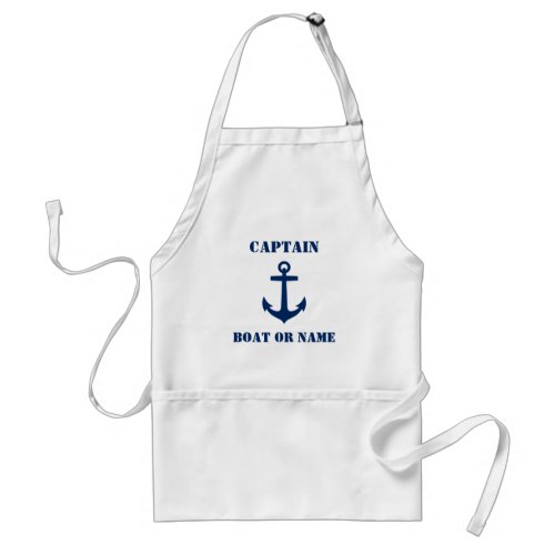 Nautical Classic anchor Captain or Boat Name Navy Adult Apron