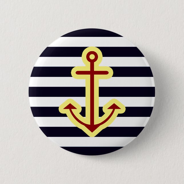 Nautical Classic Anchor Pinback Button (Front)