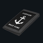 Nautical Classic Anchor & Your Name or Boat Name Trifold Wallet<br><div class="desc">Nautical Classic Navy Anchor With Your Custom Name or Boat Name On This Durable Nylon Trifold Wallet. Choose your background and border color to match your style. The Perfect gift for fathers day,  birthday or any occasion. Also makes a great conversation piece while protecting your valuables.</div>