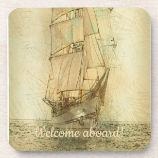 Nautical Classic Ship (Neutral) Beverage Coaster