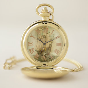 Nautical Classic Ship (Neutral) Pocket Watch
