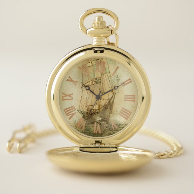Nautical Classic Ship (Neutral) Pocket Watch (Inside)