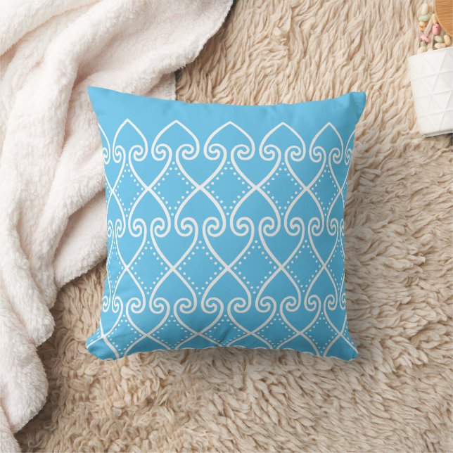 Nautical Classical Waves on a summer day Throw Pillow (Blanket)