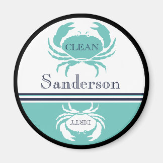 Nautical Clean Dirty Dishwasher Teal Blue coastal Magnet