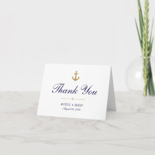Nautical Clean White Wedding Thank You Note Card