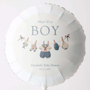 Nautical Clothesline Boy's Baby Shower Balloon