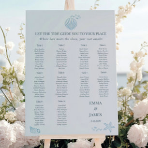 Nautical Coastal 10 tables Wedding Seating Chart Foam Board