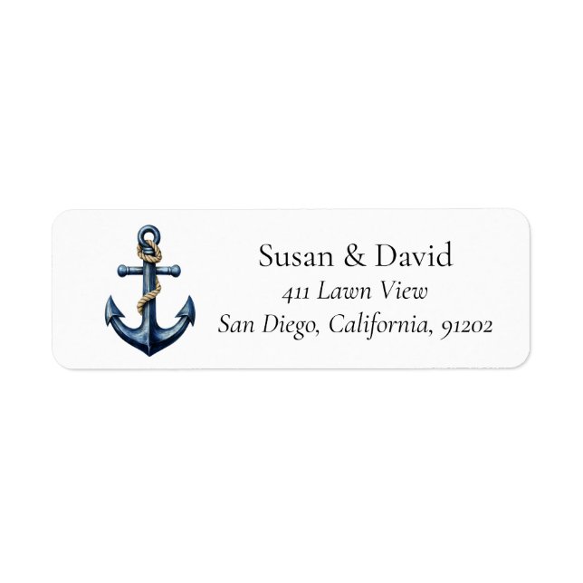 Nautical Coastal Anchor  Label (Front)