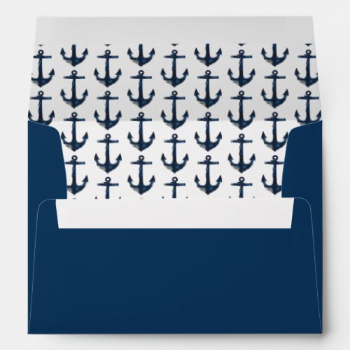 Nautical Coastal Anchor Modern Navy Blue  Envelope