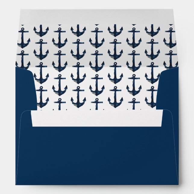 Nautical Coastal Anchor Modern Navy Blue  Envelope (Back (Bottom))