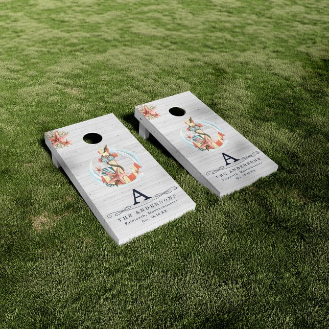Nautical Coastal Beach House | Rustic Anchor Cornhole Set (Creator Uploaded)