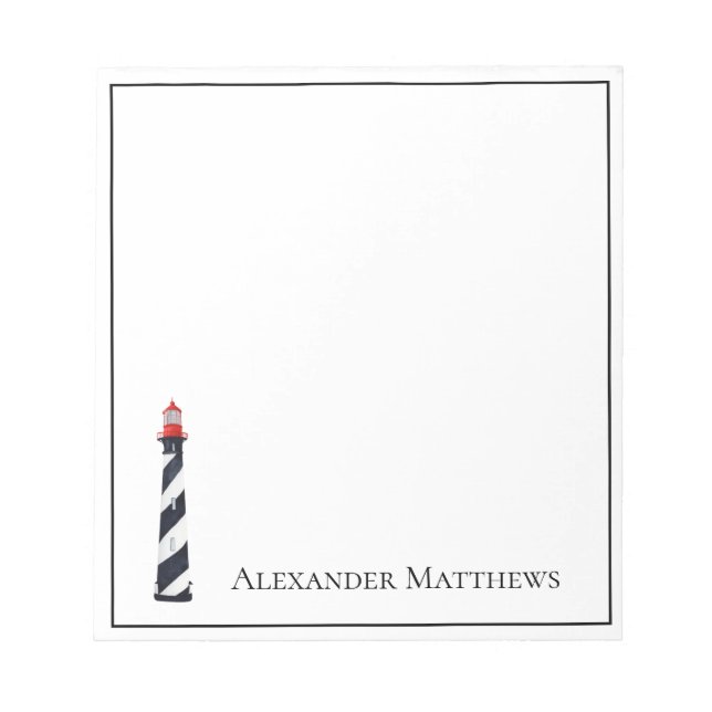 Nautical Coastal Beach Lighthouse Personalized Notepad (Front)