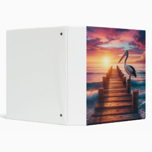 Nautical/coastal/beach pelican sunset 3 ring binder