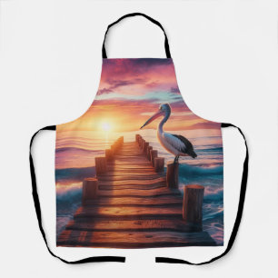Nautical/coastal/beach pelican sunset  apron