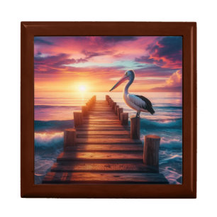 Nautical/coastal/beach pelican sunset  gift box