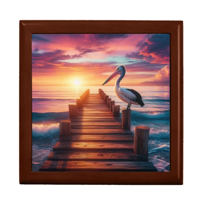 Nautical/coastal/beach pelican sunset  gift box (Front)