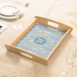 Nautical coastal boats ships on river ANY color Serving Tray