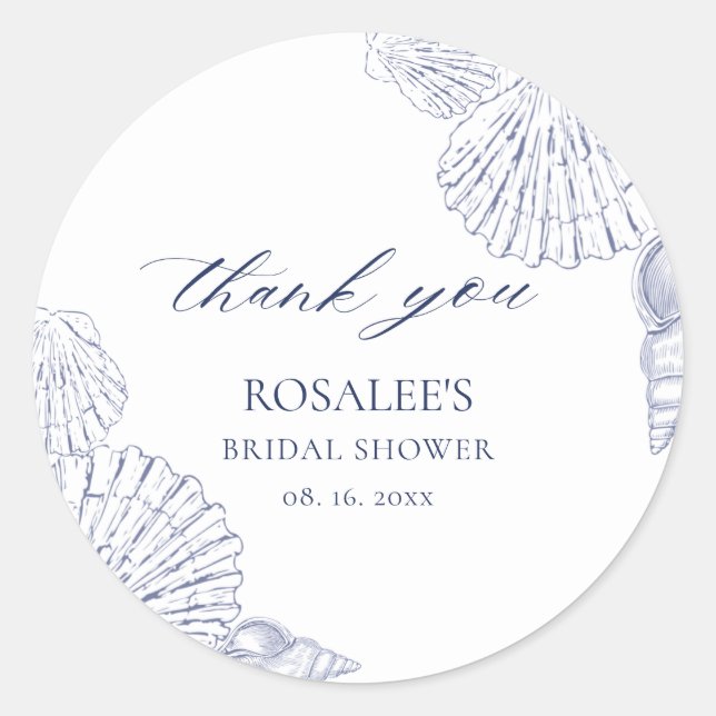  Nautical Coastal Bridal Shower  Classic Round Sticker (Front)