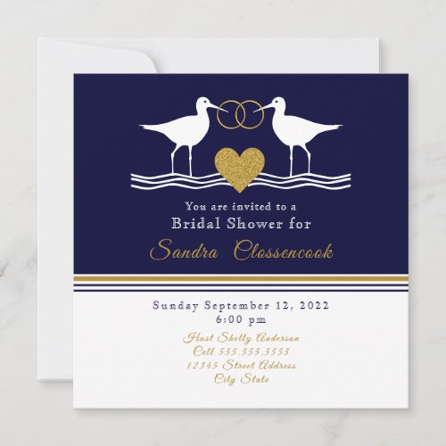 Nautical Coastal Bridal Shower Navy Blue Sandpiper