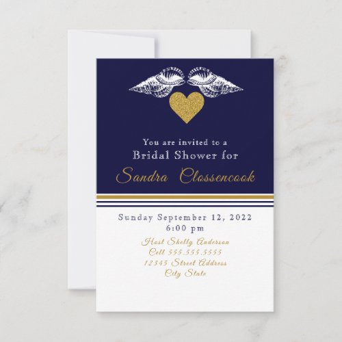 Nautical Coastal Bridal Shower Navy Blue Shells Invitation