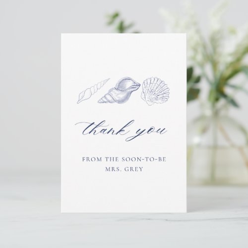 Nautical Coastal Bridal Shower  Thank You Card