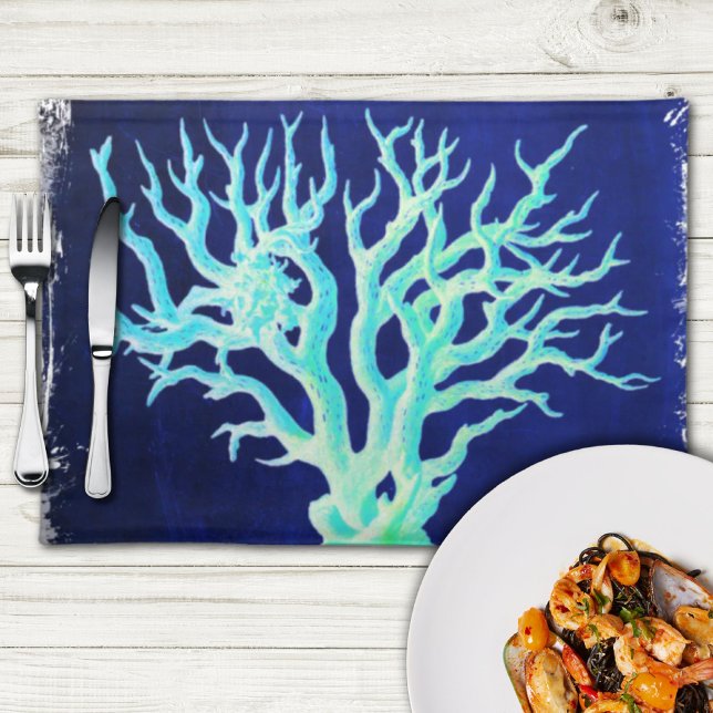 Nautical coastal chic beachy blue Coral Reef Placemat (Nautical coastal chic beachy blue Coral Reef Placemat)
