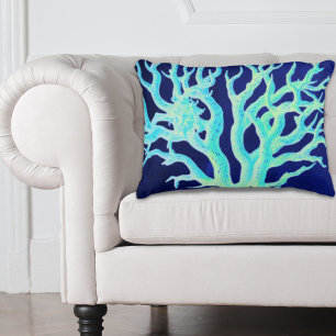 Nautical coastal chic beachy navy Coral Reef Decorative Pillow