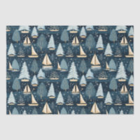 Nautical Coastal Christmas Sailboat Tissue Paper