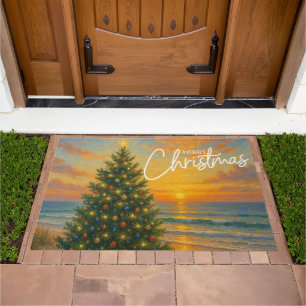 Nautical/Coastal Christmas tree beach Doormat