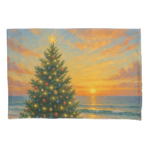 Nautical/Coastal Christmas tree beach Pillow Case