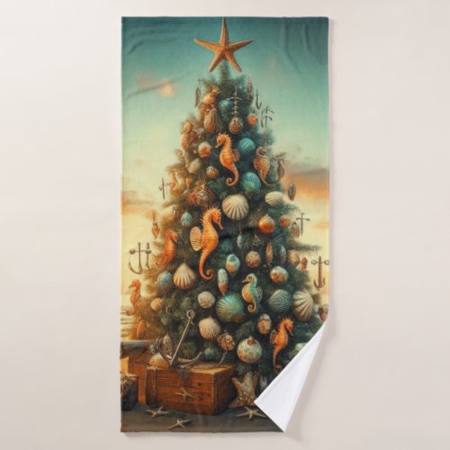 NauticalCoastal Christmas tree Towel
