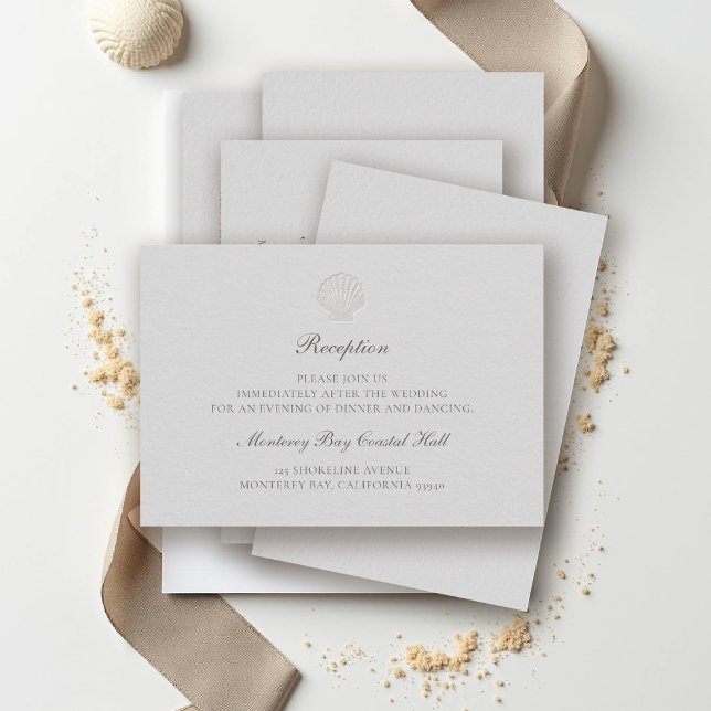 Nautical Coastal Shell Classic Reception Wedding Enclosure Card (nautical wedding reception details coastal modern classic formal traditional elegant shell ivory)