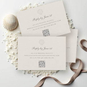 Nautical Coastal Shell QR Ecru Wedding Response